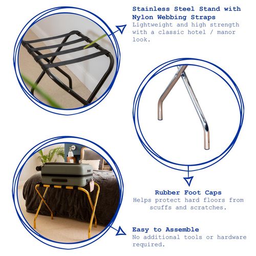Folding Metal Luggage Rack - Black — image 2