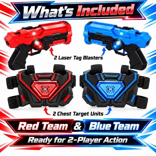 Laser Tag Quest Set 2 Blasters Light Up Chest Plates Childens Christmas Game 6+ — image 2