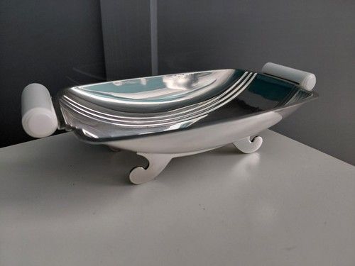 Solid Sterling Silver Footed Bowl Dish Art Deco 146.9g Please Read 