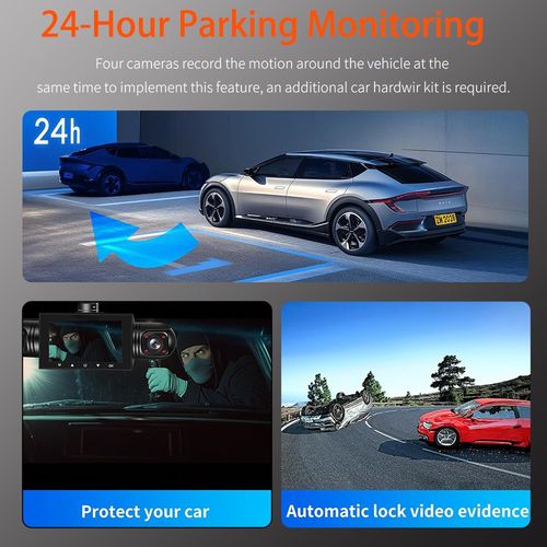 4K Dash Cam Front and Rear Inside Free 64GB Card,Hardwire Kit, 4 Lens Car Camera — image 4