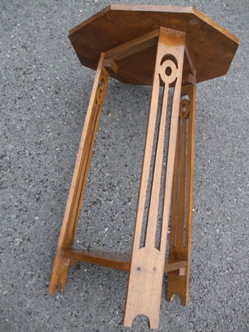 Antique Arts & Crafts oak lamp table, Libertyesque design, fast economy delivery