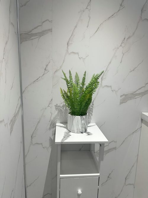 White Marble Matt Bathroom Wall Panels Shower Cladding PVC Kitchen Ceiling — image 7