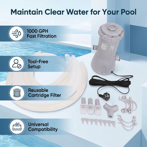 Above Ground Pool Filter Pump 1000 GPH Powerful Swimming Pool Cartridge Filter — image 8
