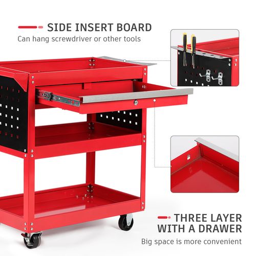 GARAGE WORKSHOP TOOL STORAGE TROLLEY CART WHEEL 3 TIER Mechanic Diy — image 3