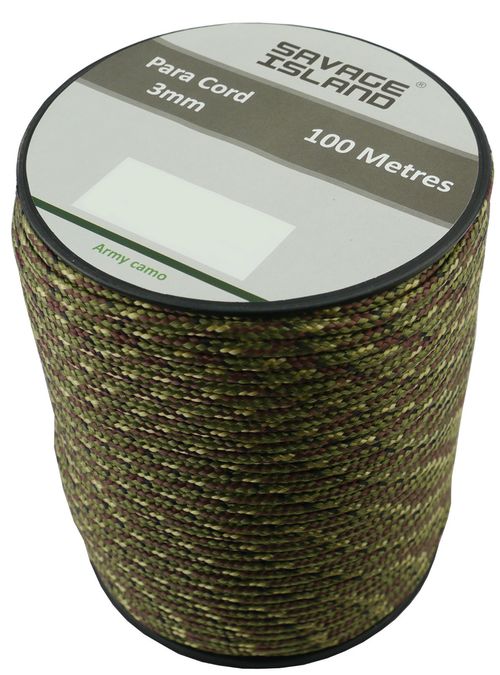 Army Military 100m Paracord Reel 3mm Basha Tent Bivi Camping Guy Rope Para Cord — image 1
