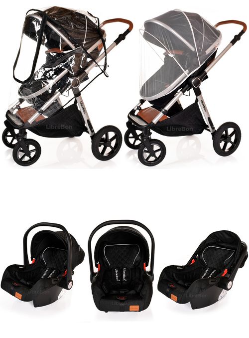 3 in 1 Pram Newborn Baby Buggy Set Travel System with Car Seat Folding Pushchair — image 12