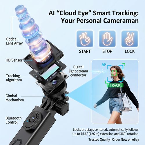 192cm 360 AI Face Tracking Selfie Stick Tripod w/2 Fill Lights Auto Open Stand — image 18