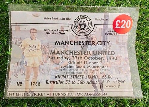 Match Ticket Manchester City V Manchester United  1990/91 Large Colourful Ticket