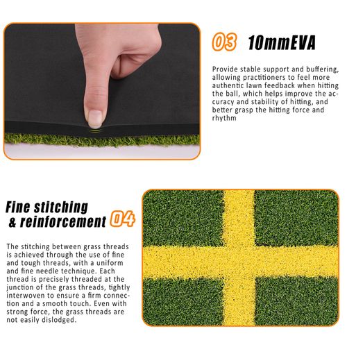 Golf Mat with Dual Turf Golf Hitting Mat with Standing Guide-Line & Swing Path — image 4