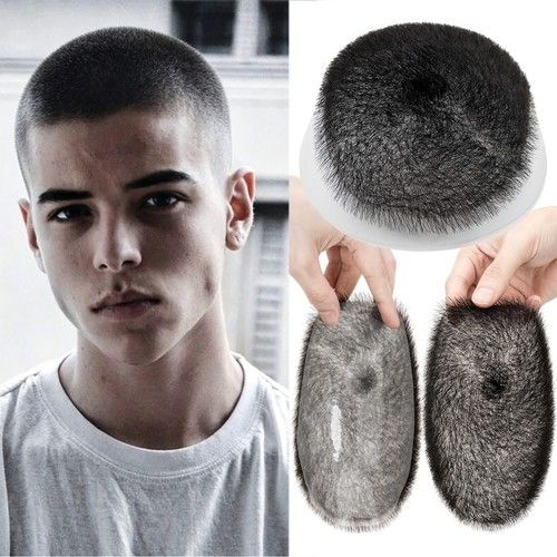Buzz Cut Mens Human Hair Replacement System Thin Skin Toupee 100% Human Hair UK