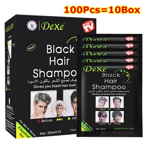 100/50Pcs DEXE Black Hair Shampoo 5 minutes Instant Dye Permanent Hair Colour