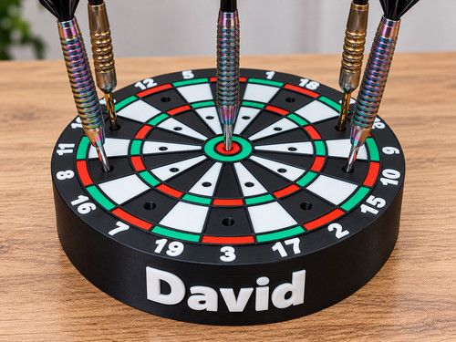 Personalised 3D Printed Dartboard Dart Holder – Custom Name Display Stand