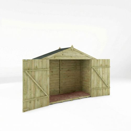 3 x 7 Wooden Garden Bike Shed Storage Overlap Double Doors Apex Roof Waltons  — image 6