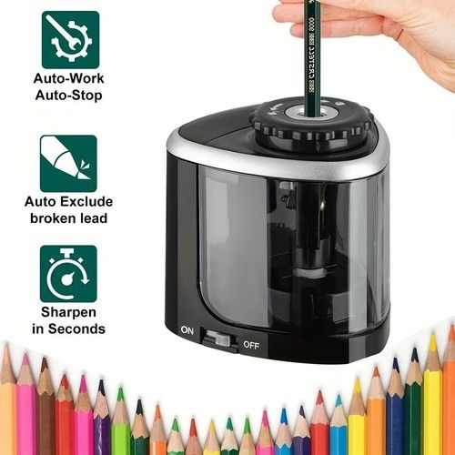 Electric Automatic Pencil Sharpener Desktop Battery Operated School Office Tool