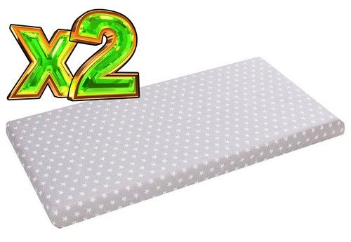 Pack of 2 fitted sheet jersey stretchy fit junior bed 160x80 Small Stars on Grey