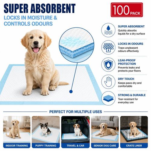 100 Puppy Training Pads 56x56cm Dog Pee Toilet Mats Leak Proof 5 Layer — image 5