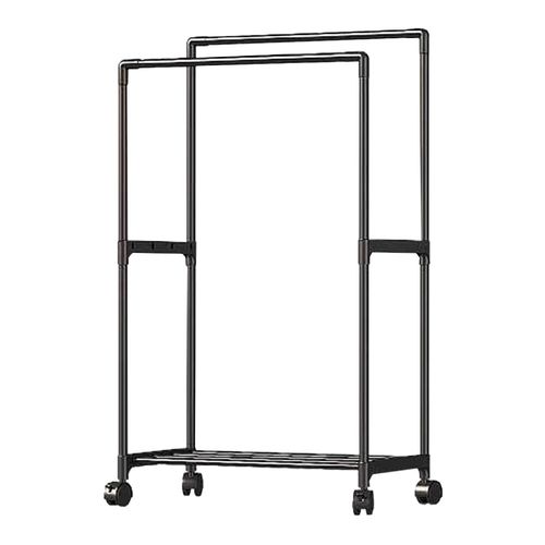 Mobile Iron Double Clothes Rail Hanging Rack Garment Display Stand Open Wardrobe — image 8