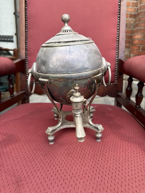 Silver Plate Antique Style Lidded Tea/Hot Water Urn Dispenser Stand & Tap — image 2
