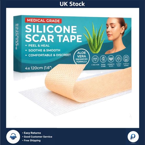 Medical Grade Silicone Scar Tape Aloe Vera 4cm x 1.2M Soft & Discreet — image 1