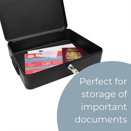 Security Lock Box Fireproof Large Chest Cash Safe Keys Document Home Office Box — image 11