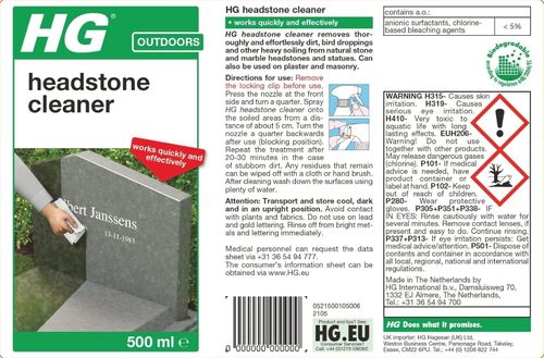 HG HEADSTONE CLEANING SPRAY 500ML FOR MARBLE STONE HEADSTONE STATUE CLEANER — image 2