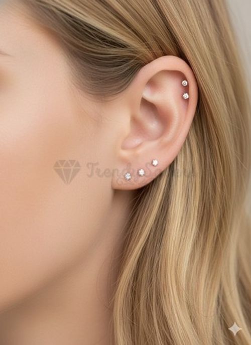 925 Sterling Silver CZ Stud Earrings Sparkling Round Crystal Ear Studs