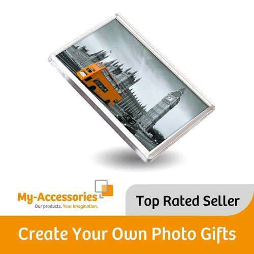 Blank Fridge Magnet Decor Adhesive Insert Photo - Plastic  90 x 60mm (JUMBO)