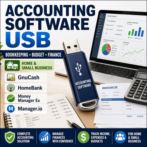 Accounting Bookkeeping Software USB Small Business Budget Invoice Finance Tools