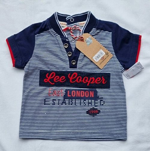 Lee Cooper Baby Polo Shirt 0-3 Months Striped Navy/White/Red Short Sleeve