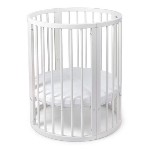 BABYMAM Snoa Oval Baby Cot – White Convertible Crib with Mattress — image 7