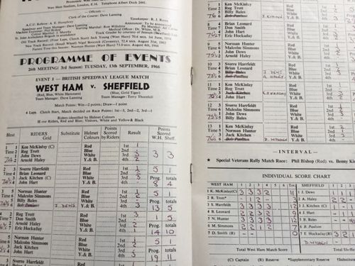 * WEST HAM v SHEFFIELD 13/9/66 speedway programme. — image 3