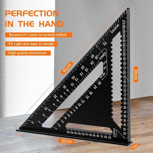 30CM 12" ROOFING SPEED SQUARE ALUMINIUM RAFTER ANGLE MEASURE TRIANGLE GUIDE TOOL — image 2