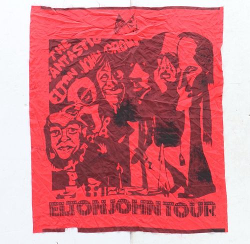 RARE The Fantastic Elton John Group Early 70s Tour Banner Flag 1970s 45” x 52” — image 1