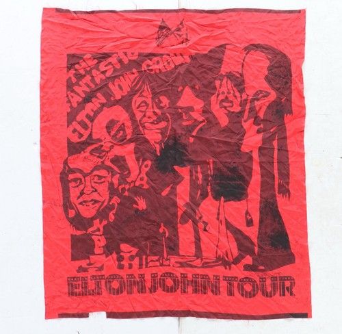RARE The Fantastic Elton John Group Early 70s Tour Banner Flag 1970s 45” x 52”