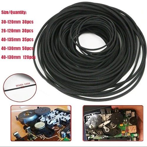 120Pcs Rubber Drive Belts Kit Cassette Tape CD DVD Player Recorder Replacement