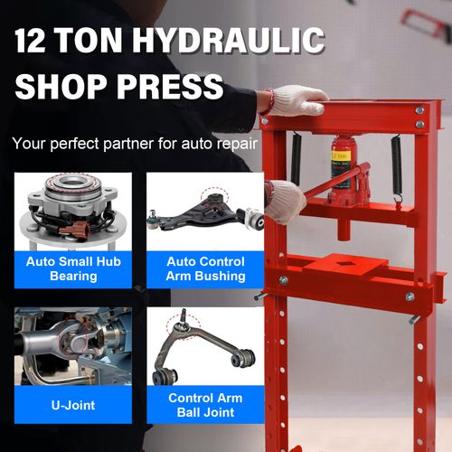 12 Ton Workshop Press Machine Hydraulic Bench & 23x Bearing Bush Driver Seal Kit — image 15