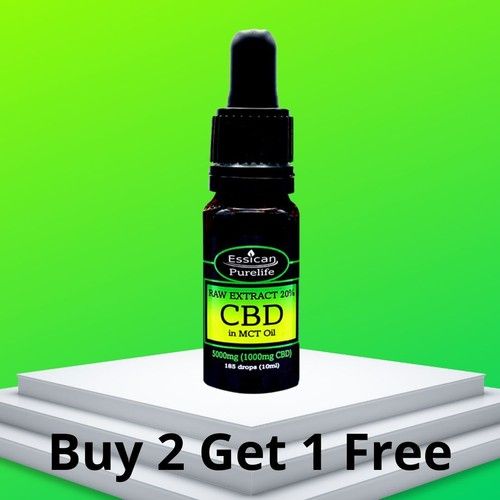 CBD OIL DROPS RAW 500mg to 5000mg (100mg to 1000mg CBD) Full Spectrum MCT 10ml