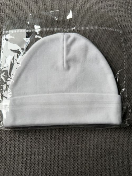 SoftTouch White Solid Beanie Hat 100% Cotton Unisex Baby 0-3 Months — image 2