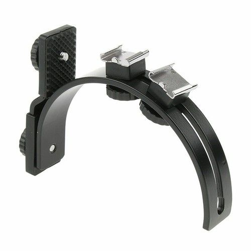 C-Shaped Off Camera 2X Flash Hotshoe Bracket Mount For DSLR UK Seller
