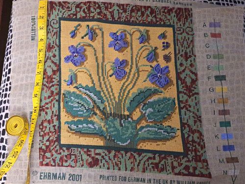 Ehrman Finished Needlepoint Floral Design Canvas Panel 2001 — image 1