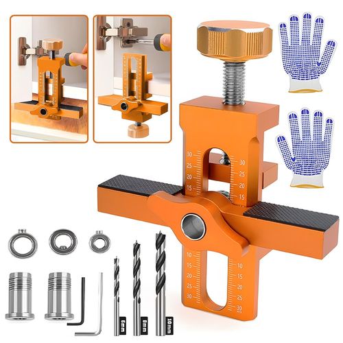 Kitchen Cabinet Hardware Jig Door Installer Tool Woodworking Hinge Guide+3 Drill — image 1