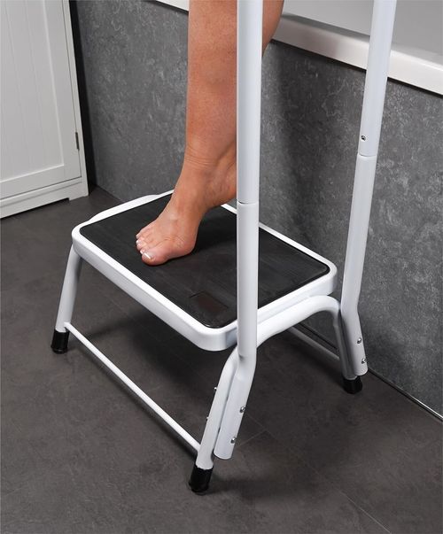 Multi Purpose Step Stool with Handrail Anti-Slip Feet Home Bathroom Kitchen — image 3