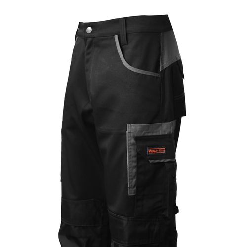 Work Trousers Men's Heavy Duty Cargo Black & Grey Combat Pants with Multi Pocket — image 6