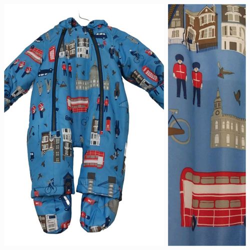 Joules 3-6 Months Snowsuit Boys Girls London  Bus solider Blue hooded  Snow Suit — image 2