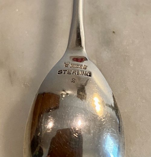 Sterling Silver Victorian Cutwork Mustard Pot Cranberry Liner w/Sterling Spoon — image 4