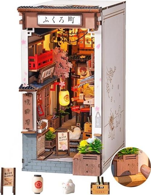 Rolife 12kits Book Nook Kit LED DIY Dollhouse Kit Book Shelf Decor Xmas Gift