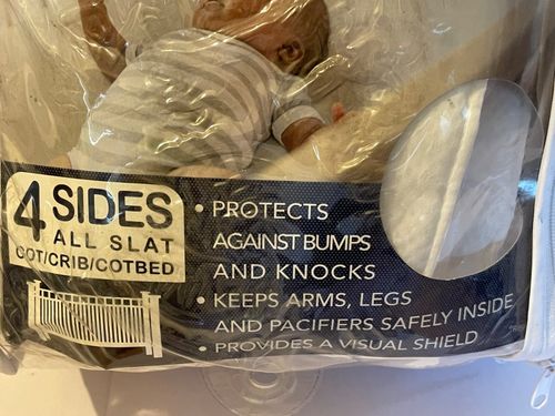 AIRWRAP MESH Cotbed Protector 4 Side Panels Crib Baby Bumper White Adjustable — image 3