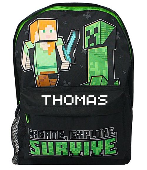 Personalised Minecraft Boys Backpack Bag Rucksack School Bag Name