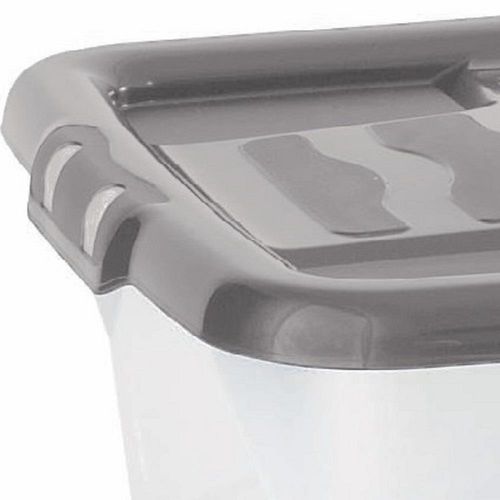 Storage Box & Lid Strata 9 x 42 L Curve Plastic Stackable - Clear Box, Grey Lid — image 3