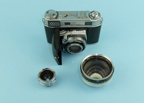 1957 Kodak Retina IIIc (Type 021 II) rangefinder outfit. Cased with three lenses